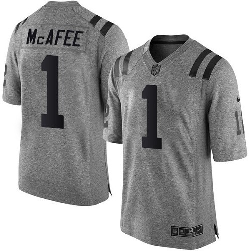 Men's Elite Pat McAfee Nike Jersey Gray - #1 Gridiron NFL Indianapolis Colts